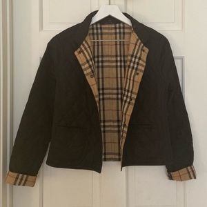 Burberry black quilted jacket with removable hood